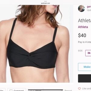 Athleta bikini top, bra size 34B/C, black